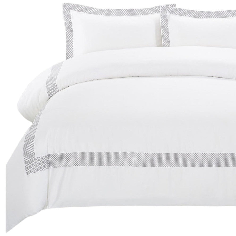 Gray & White Cotton Duvet Cover Set – 200 Thread Count | Queen Washable Luxury | Trufairs