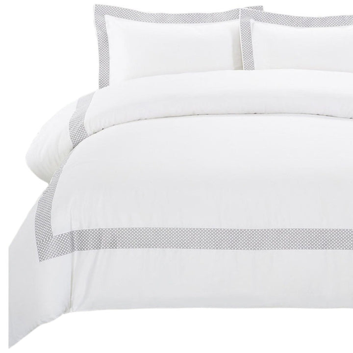 Gray & White Cotton Duvet Cover Set – 200 Thread Count | Queen Washable Luxury | Trufairs