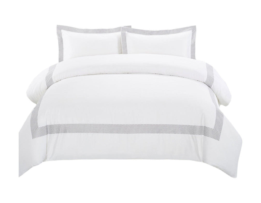 Gray & White Cotton Duvet Cover Set – 200 Thread Count | Queen Washable Luxury | Trufairs