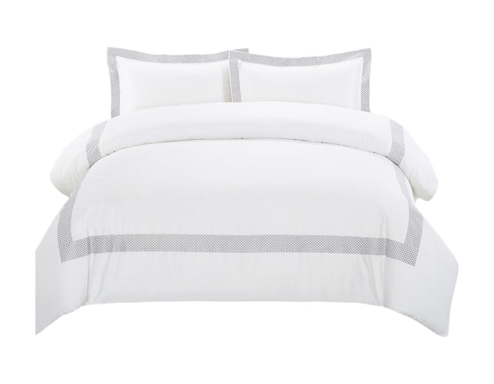 Gray & White Cotton Duvet Cover Set – 200 Thread Count | Queen Washable Luxury | Trufairs