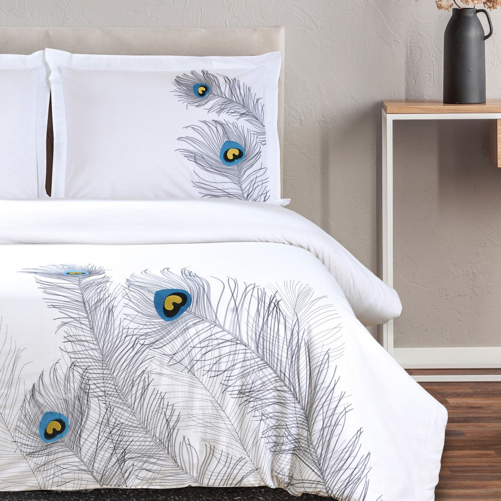 Blue & White King Cotton Duvet Cover Set – 200 Thread Count Washable Crispness | Trufairs
