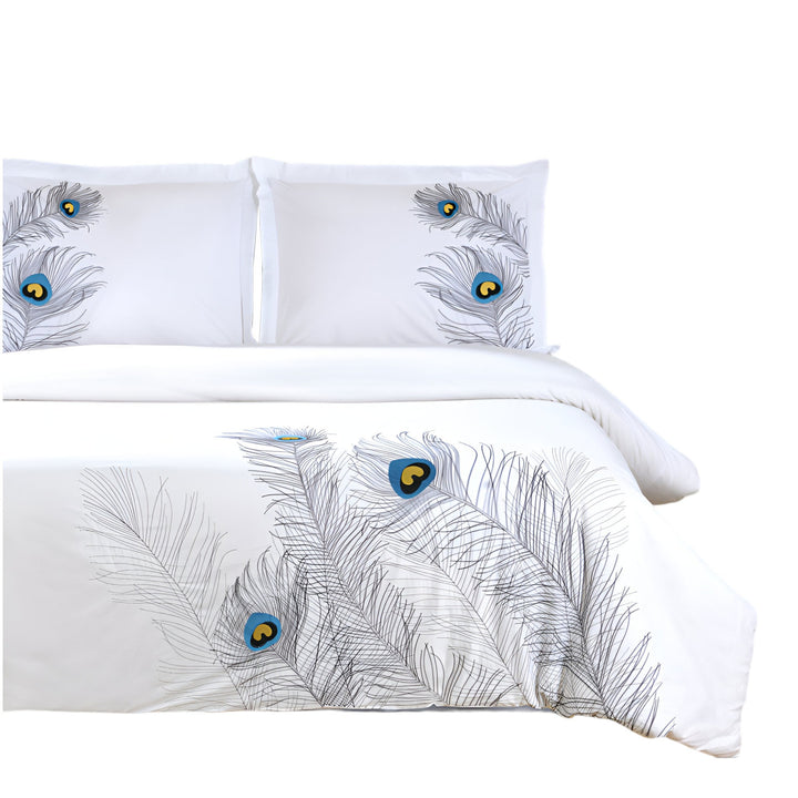 Blue & White King Cotton Duvet Cover Set – 200 Thread Count Washable Crispness | Trufairs