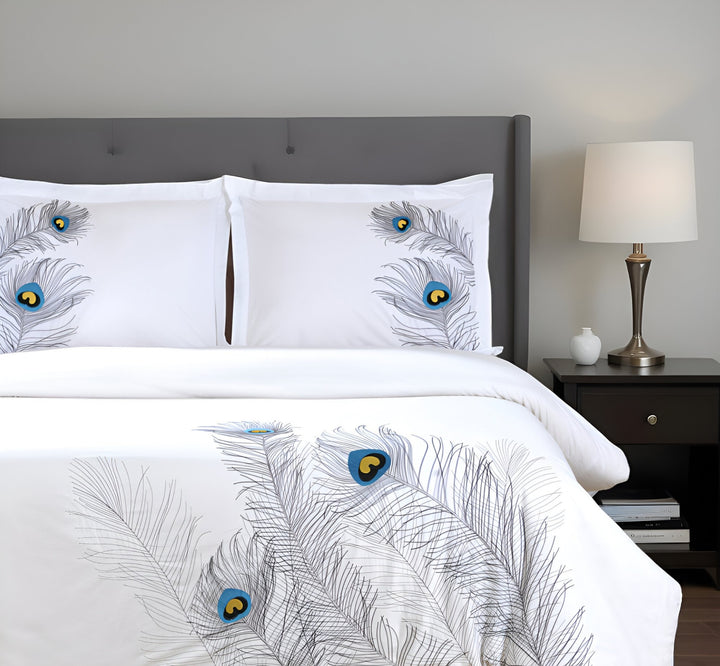 Blue & White King Cotton Duvet Cover Set – 200 Thread Count Washable Crispness | Trufairs
