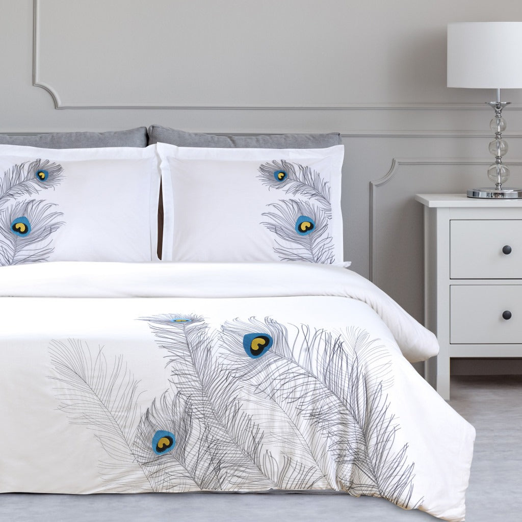 Blue & White King Cotton Duvet Cover Set – 200 Thread Count Washable Crispness | Trufairs