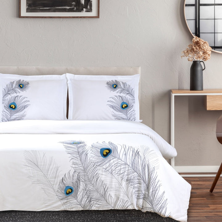 Blue & White King Cotton Duvet Cover Set – 200 Thread Count Washable Crispness | Trufairs