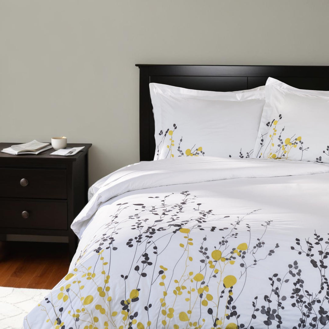Purple & White Cotton Duvet Cover Set – 200 Thread Count | Queen Washable Luxury | Trufairs