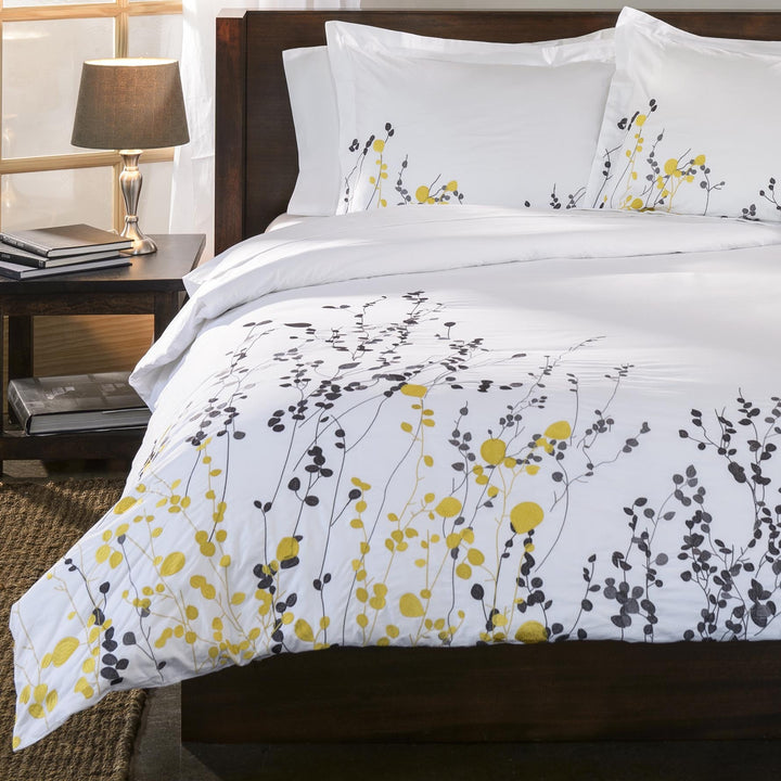 Purple & White Cotton Duvet Cover Set – 200 Thread Count | Queen Washable Luxury | Trufairs