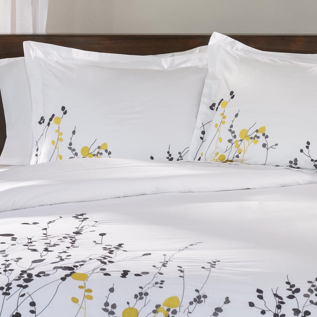Purple & White Cotton Duvet Cover Set – 200 Thread Count | Queen Washable Luxury | Trufairs