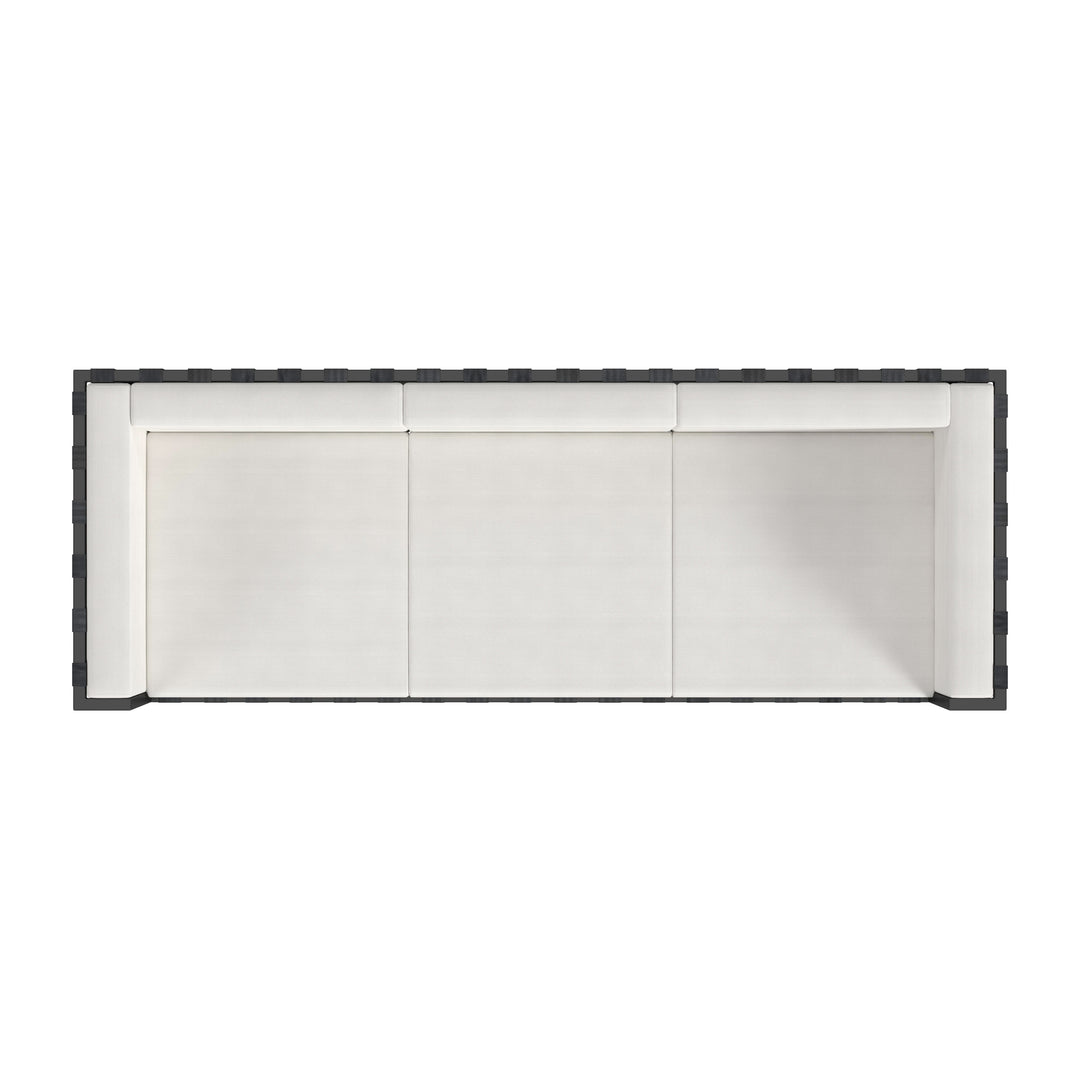 Modern Outdoor Iron Sofa Black - Norway 77"" Patio Furniture with Removable White Cushions & Commercial-Grade Durability