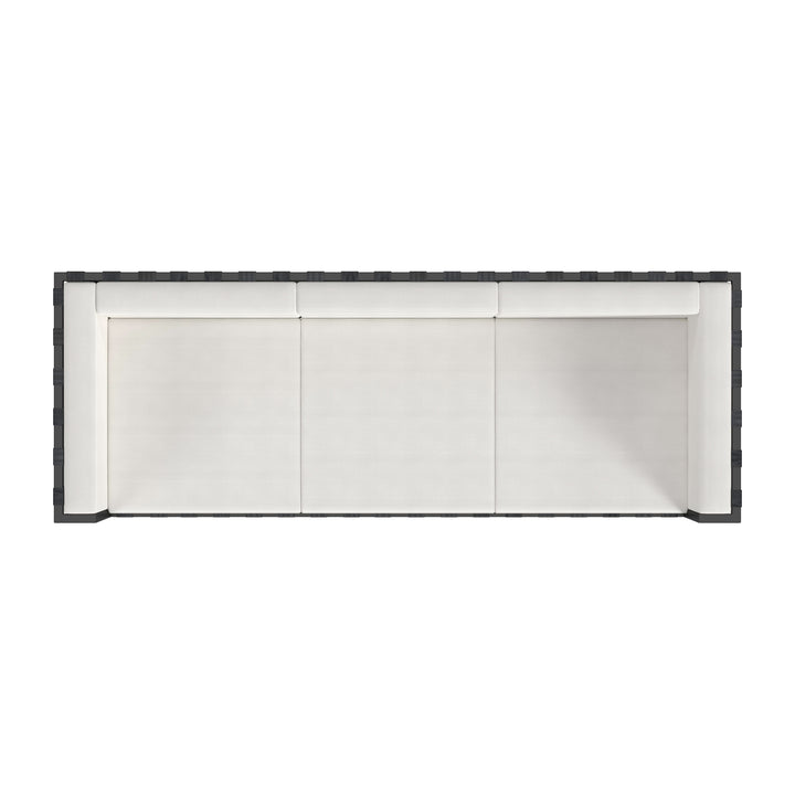 Modern Outdoor Iron Sofa Black - Norway 77"" Patio Furniture with Removable White Cushions & Commercial-Grade Durability