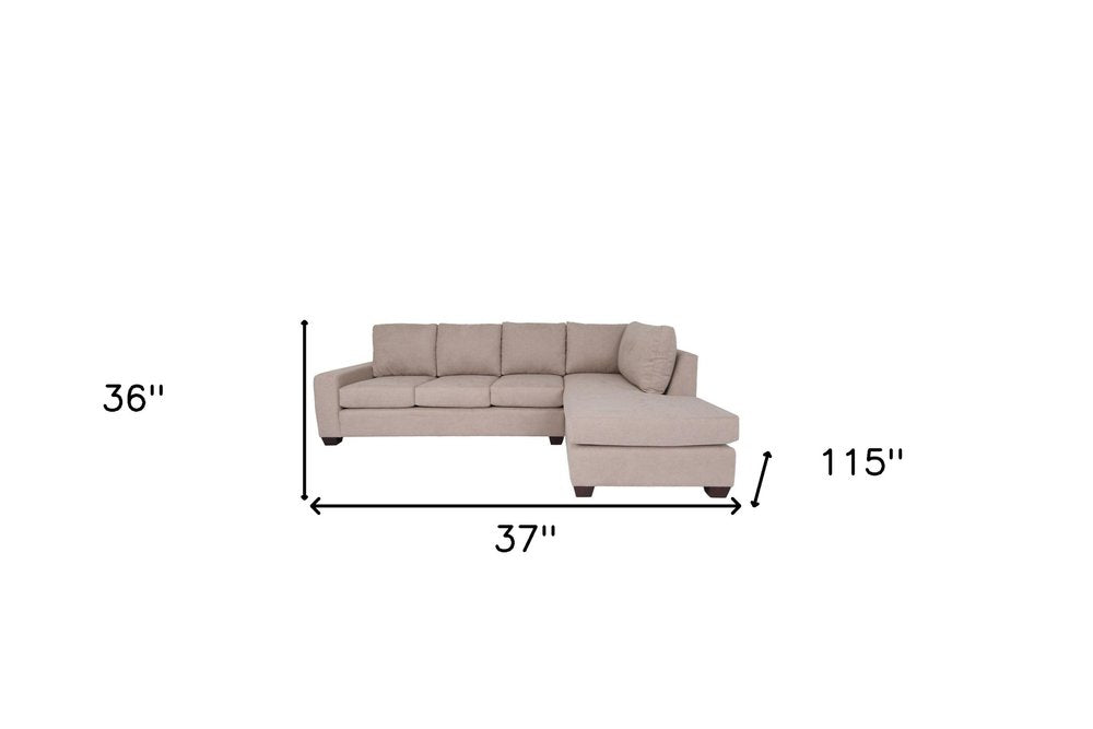 Tan Beige Blue Right Facing L-Shaped Sectional Sofa