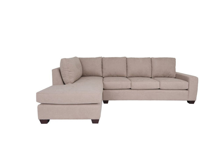 Tan Beige Blue Right Facing L-Shaped Sectional Sofa