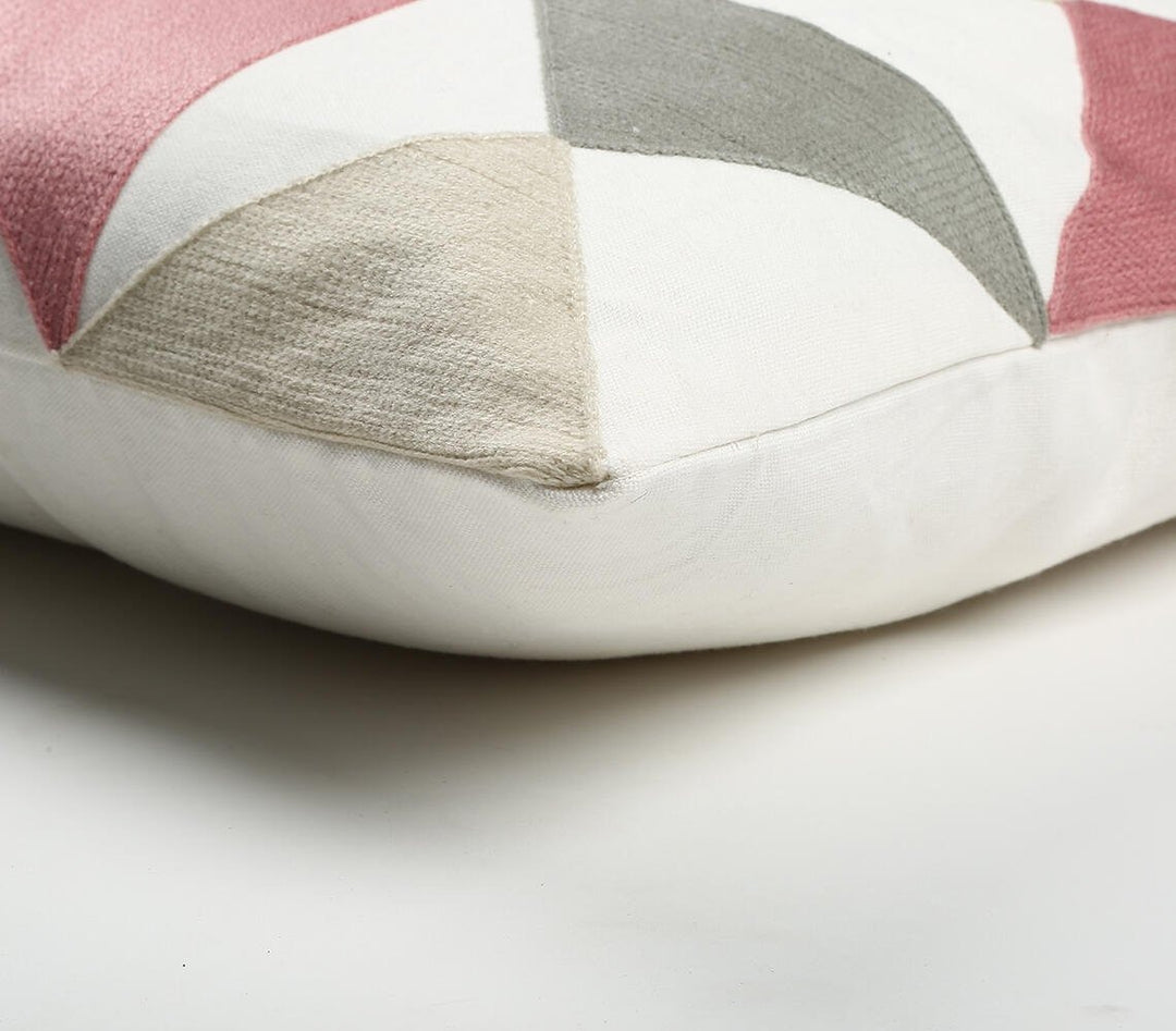 Premium 20" White Gray and Red Handmade Geometric Indoor Outdoor Throw Pillow Cover With Texture - Transitional Weather-Resistant Cotton Design