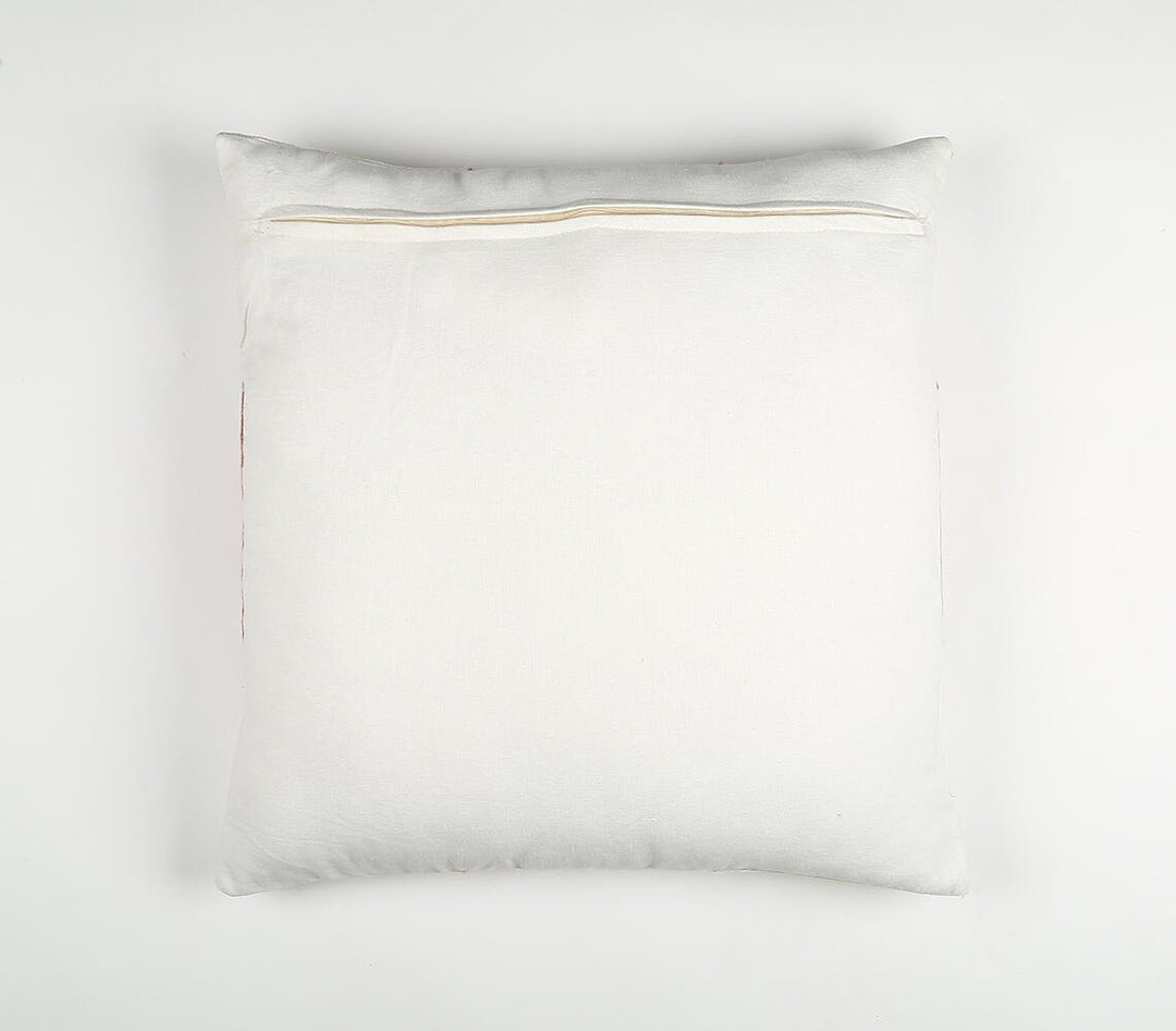 Premium 20" White Gray and Red Handmade Geometric Indoor Outdoor Throw Pillow Cover With Texture - Transitional Weather-Resistant Cotton Design