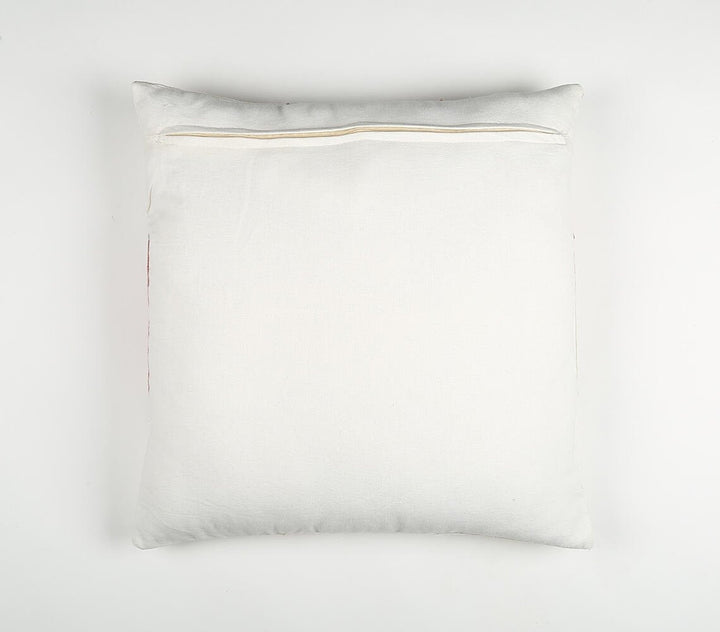 Premium 20" White Gray and Red Handmade Geometric Indoor Outdoor Throw Pillow Cover With Texture - Transitional Weather-Resistant Cotton Design