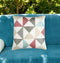 Premium 20" White Gray and Red Handmade Geometric Indoor Outdoor Throw Pillow Cover With Texture - Transitional Weather-Resistant Cotton Design