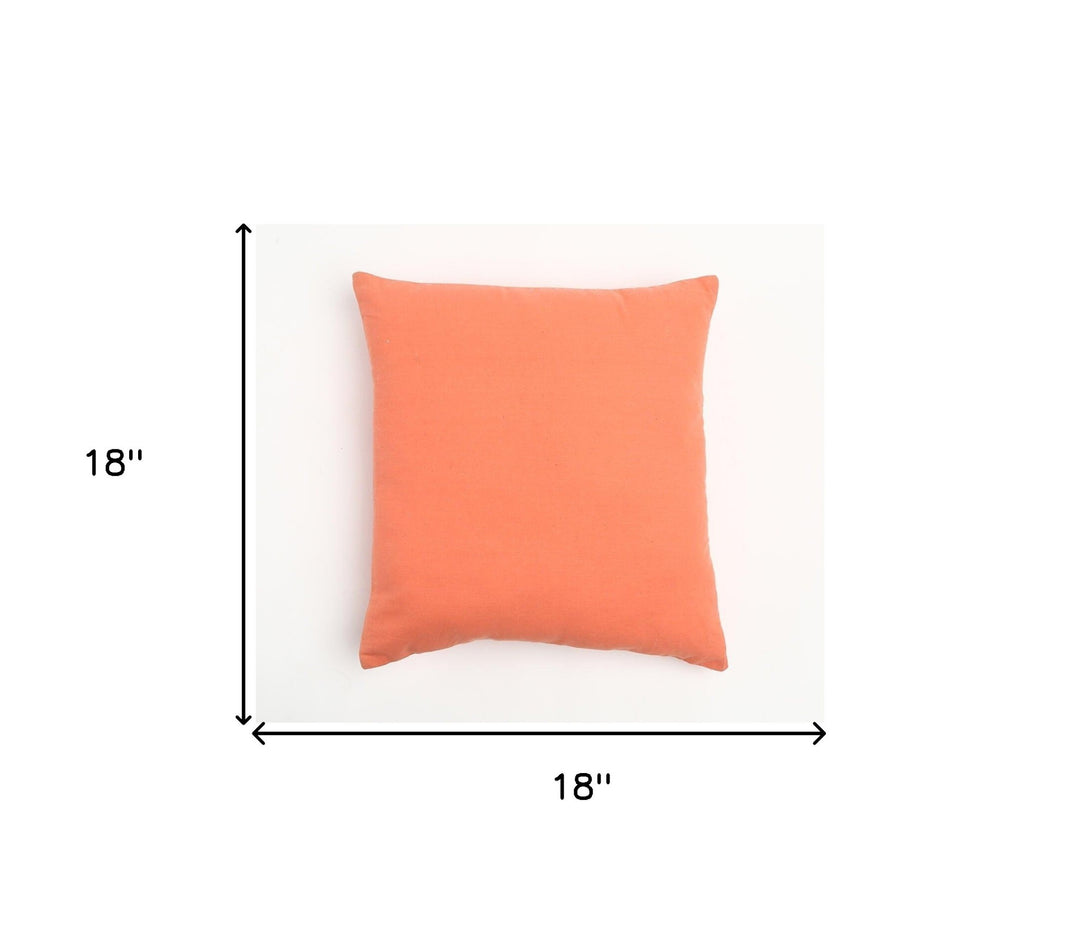 Vibrant Orange Handmade Indoor Outdoor Throw Pillow Cover - Premium 18" Cotton Accent