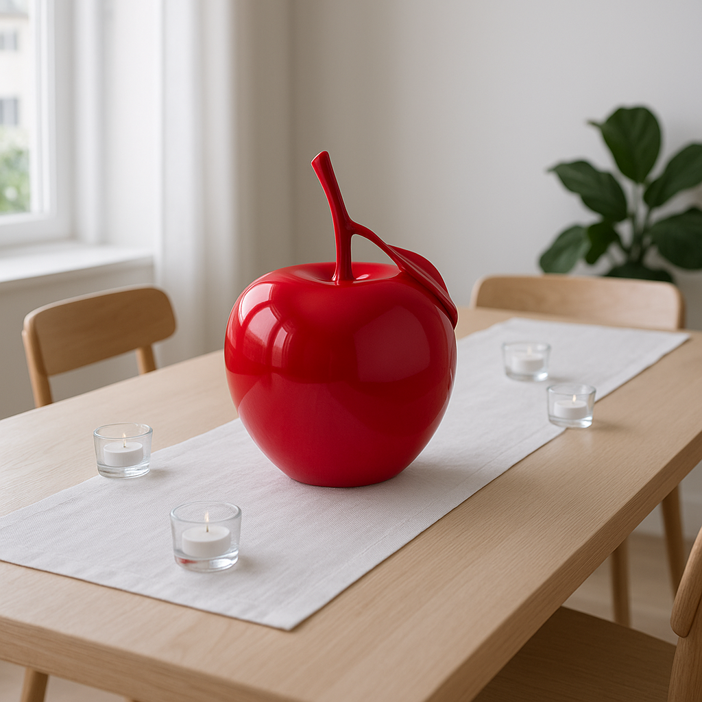Exclusive Solid Color Apple Sculpture Red - Premium 16" Modern Resin Art Collection