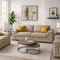 Luxury Beige Italian Leather Living Room Set - 3-Piece Coil Spring Sofa with Wood Frame