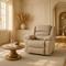 Premium Beige Fabric Recliner Chair - Modern 40"" Manual Reclining Furniture with Solid Wood Frame Construction