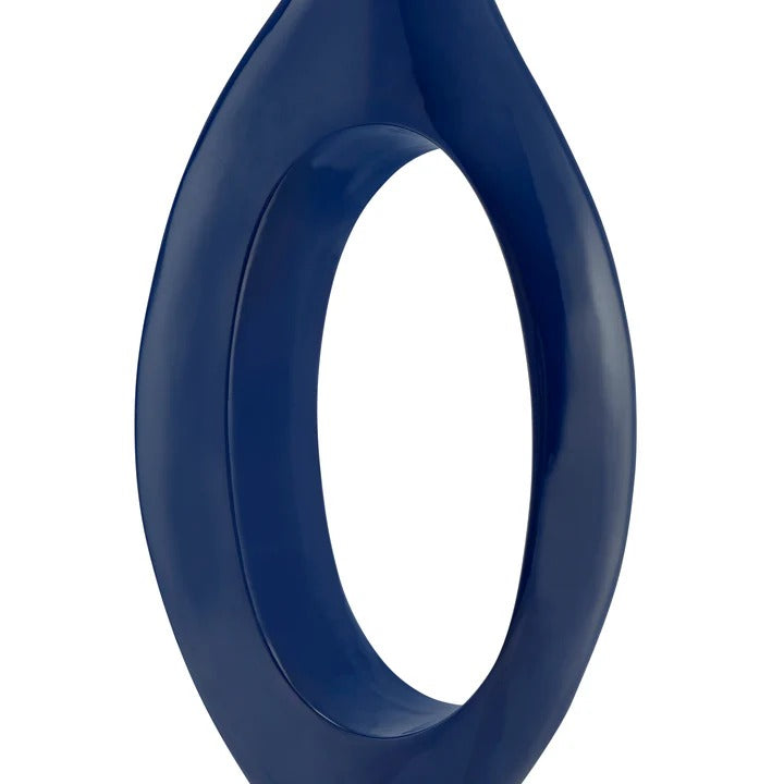 Premium Trombone Vase Small in blue - Contemporary Resin Floor Sculpture with Glossy Finish