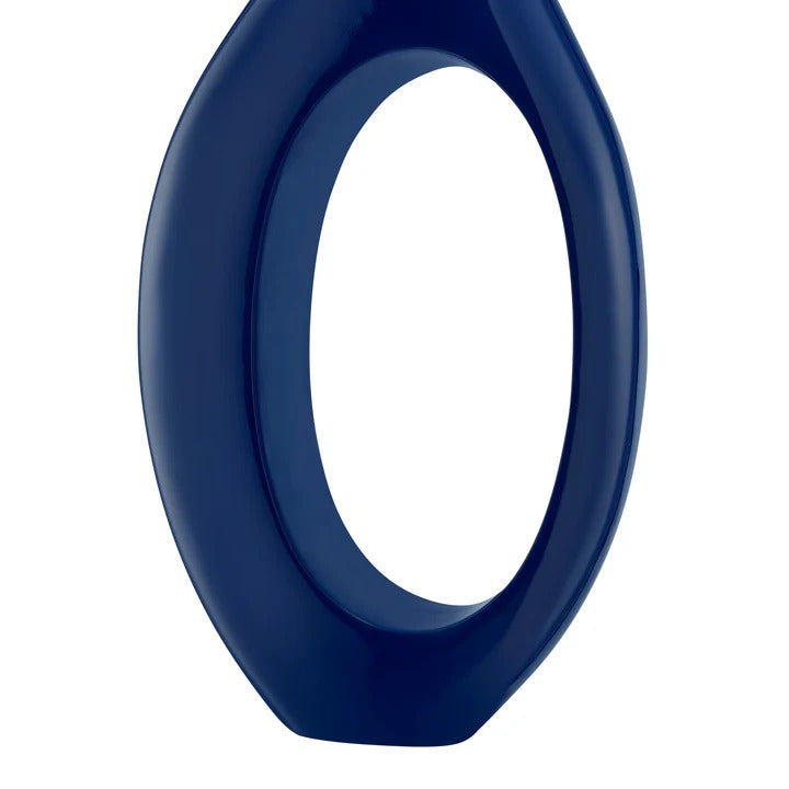 Premium Trombone Vase Large in Navy Blue - Contemporary Resin Floor Sculpture with Glossy Finish