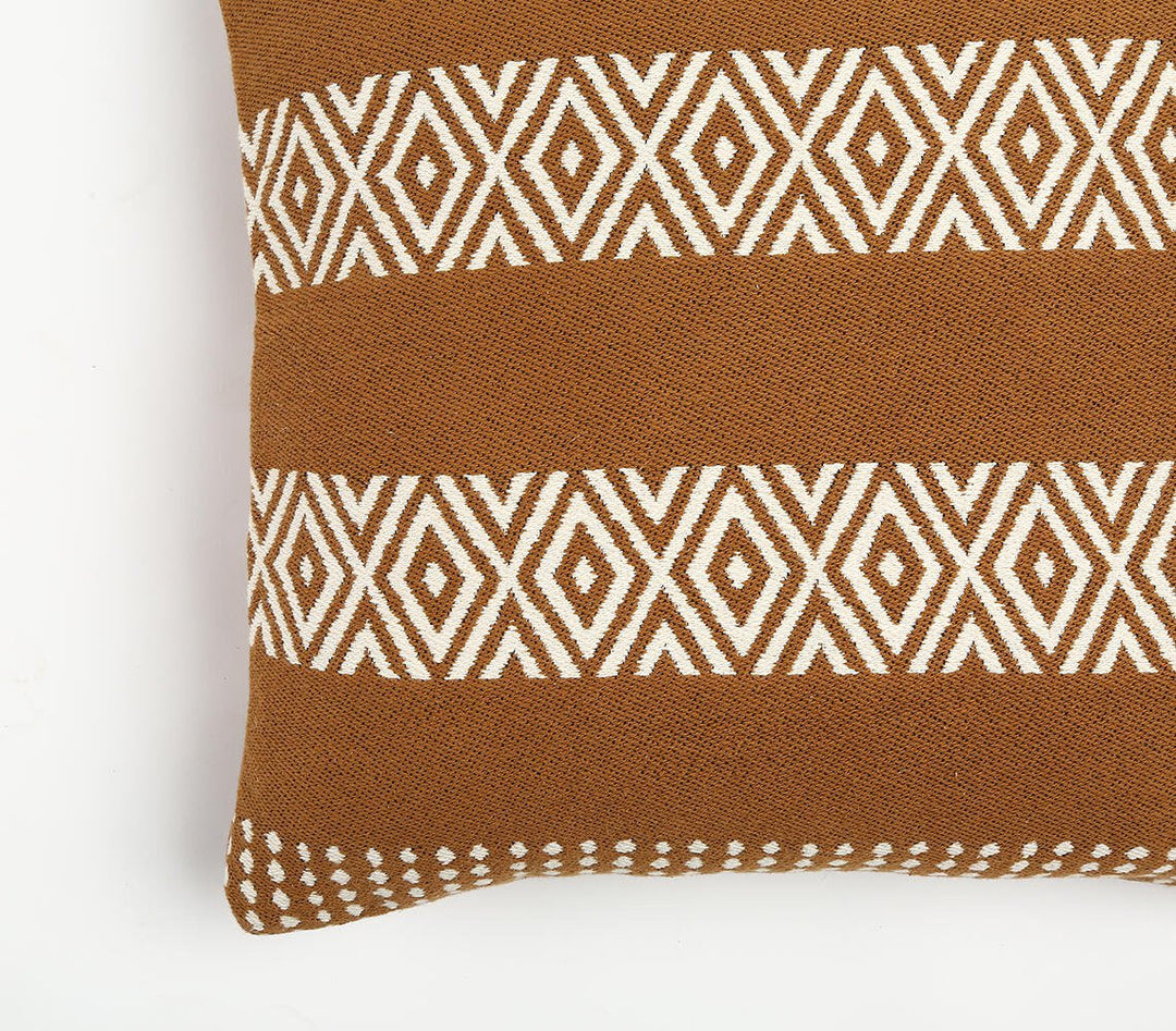 Modern 20" Rust and Ivory Handmade Striped Indoor Outdoor Throw Pillow Cover