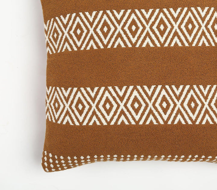 Modern 20" Rust and Ivory Handmade Striped Indoor Outdoor Throw Pillow Cover