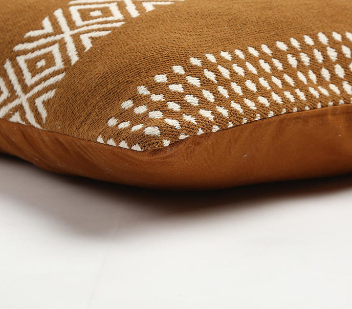 Modern 20" Rust and Ivory Handmade Striped Indoor Outdoor Throw Pillow Cover