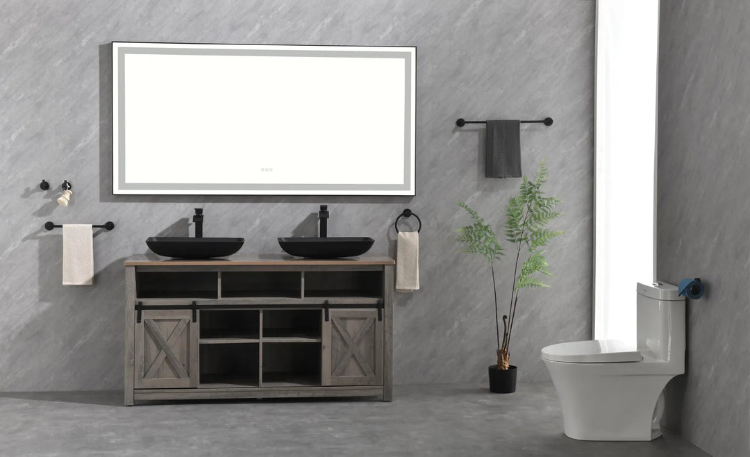 (ONLY FOR PICKUP) 72 in. W x 36 in. H Black Framed LED Single Bathroom Vanity Mirror in Polished Crystal Bathroom Vanity LED Mirror with 3 Color Lights Mirror for Bathroom Wall