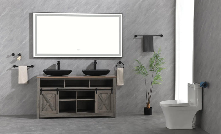 (ONLY FOR PICKUP) 72 in. W x 36 in. H Black Framed LED Single Bathroom Vanity Mirror in Polished Crystal Bathroom Vanity LED Mirror with 3 Color Lights Mirror for Bathroom Wall