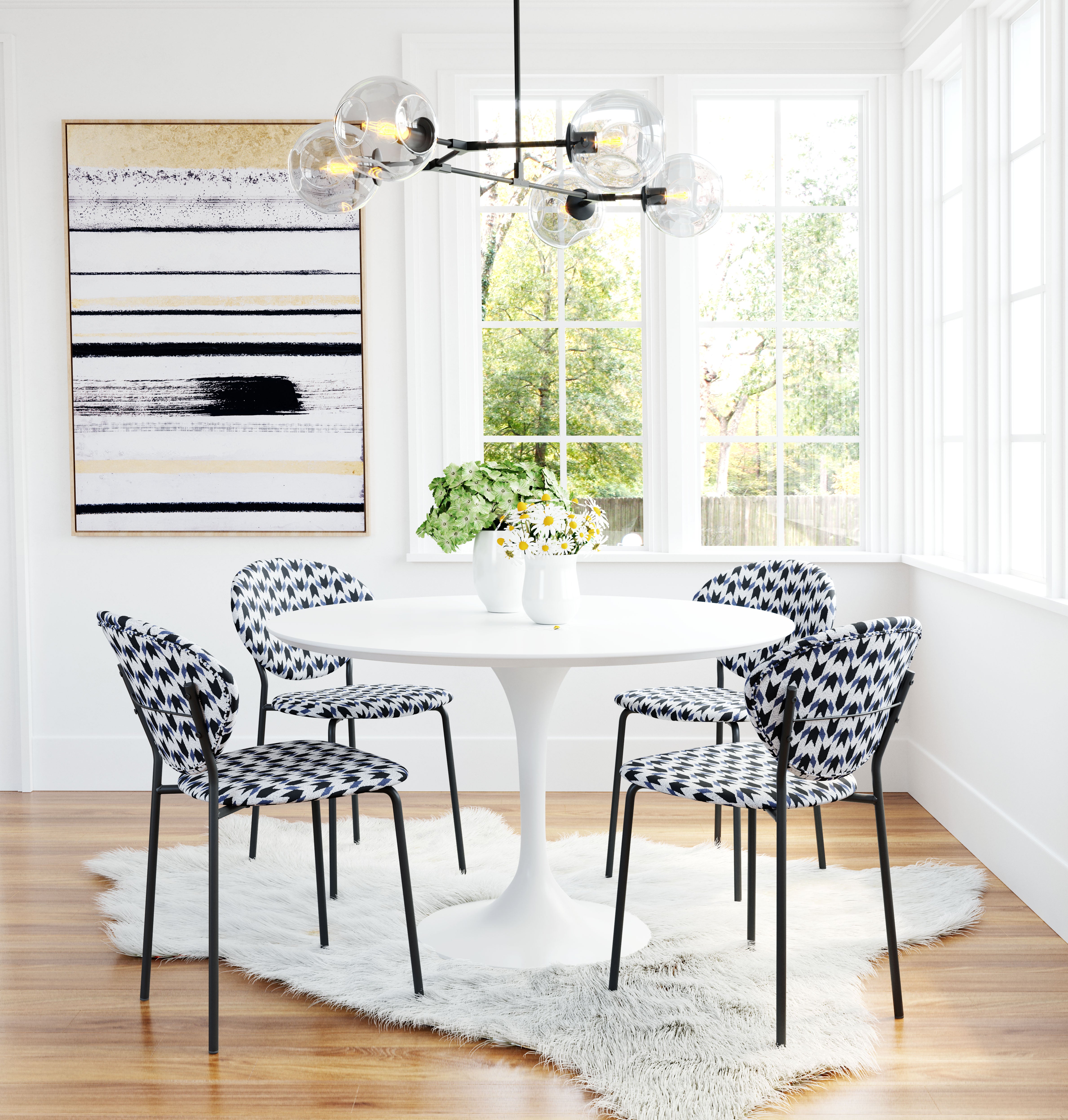 Clyde Dining Chair Geometric Print & Black