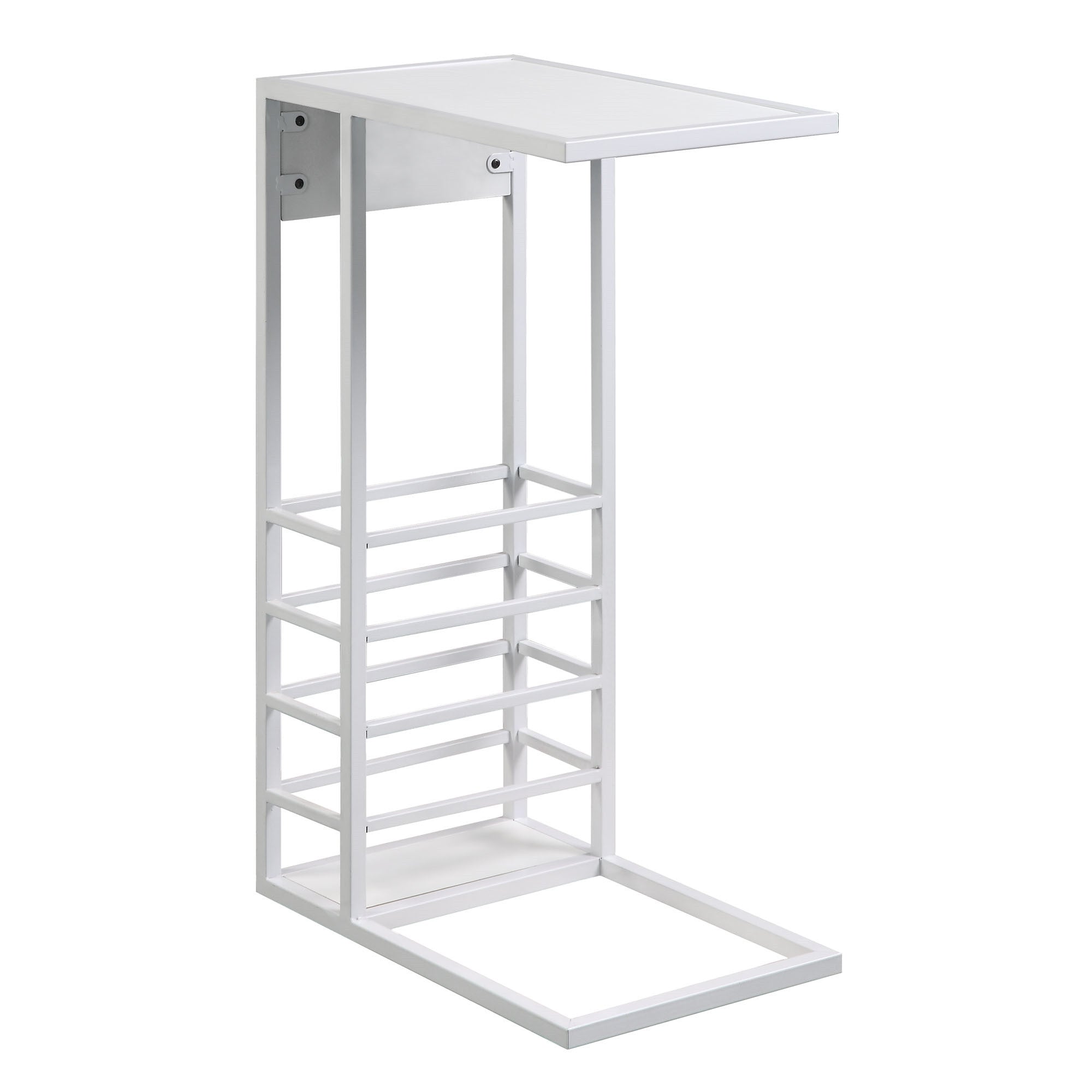 26" White Metal C Table End Table With Magazine Holder And USB Port