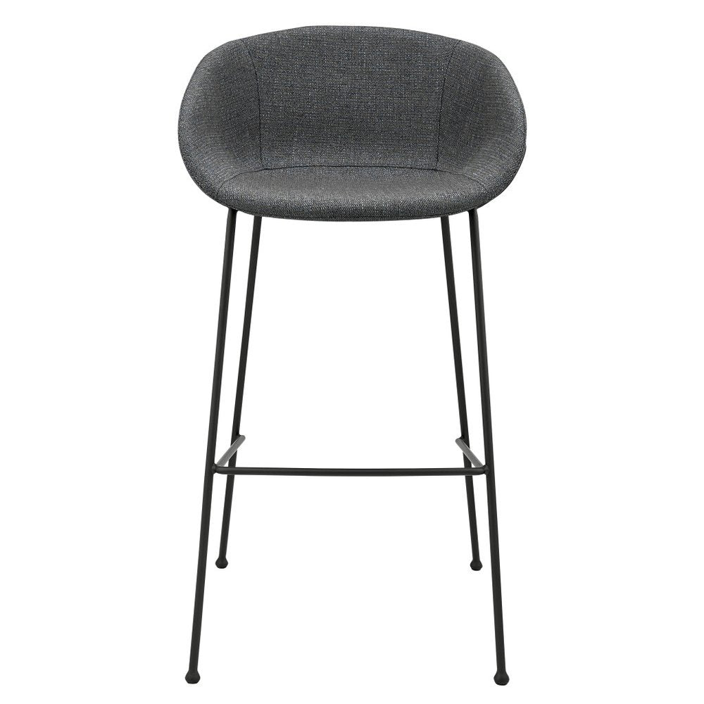 Metro Contemporary Bar Chair Set - Gray Fabric & Black Steel Frame (Set of 2