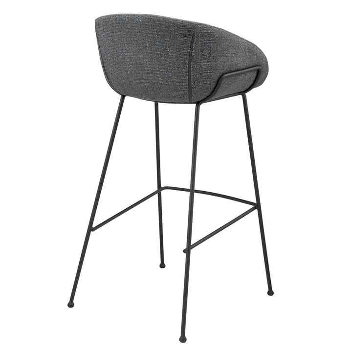Metro Contemporary Bar Chair Set - Gray Fabric & Black Steel Frame (Set of 2
