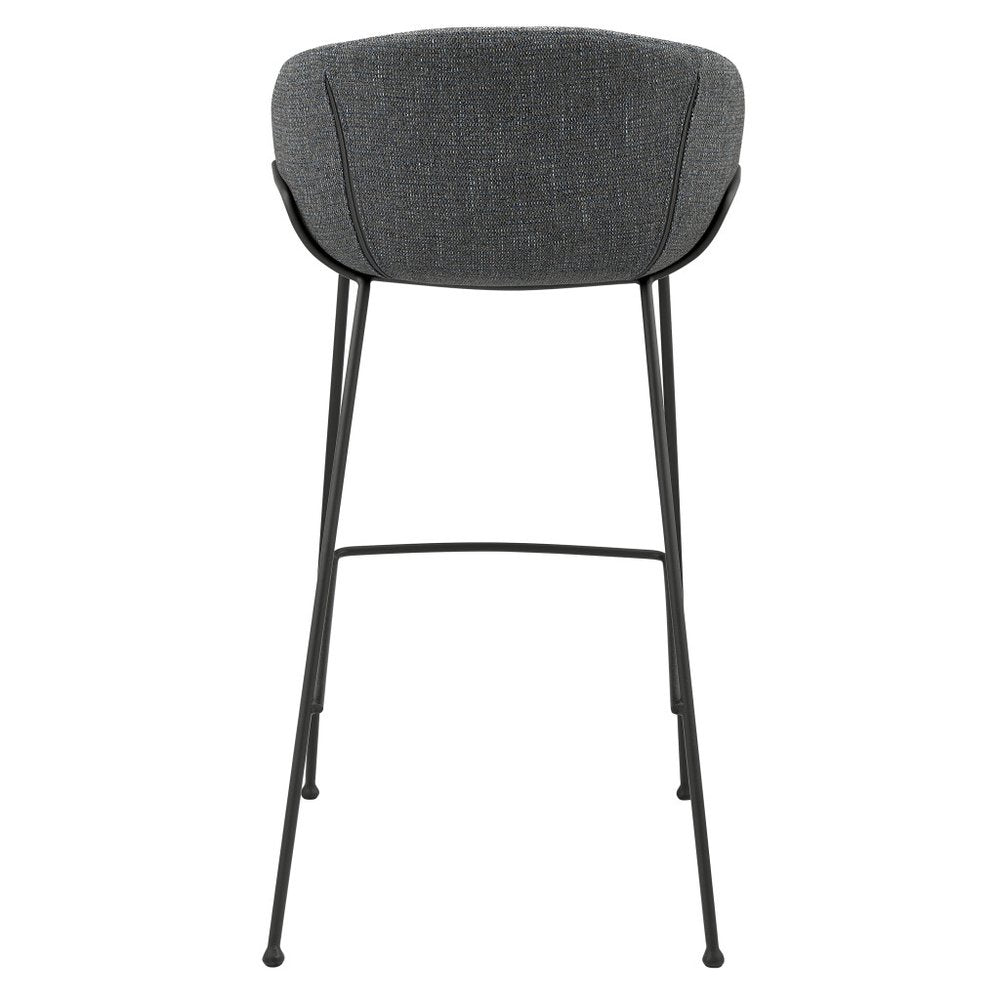 Metro Contemporary Bar Chair Set - Gray Fabric & Black Steel Frame (Set of 2