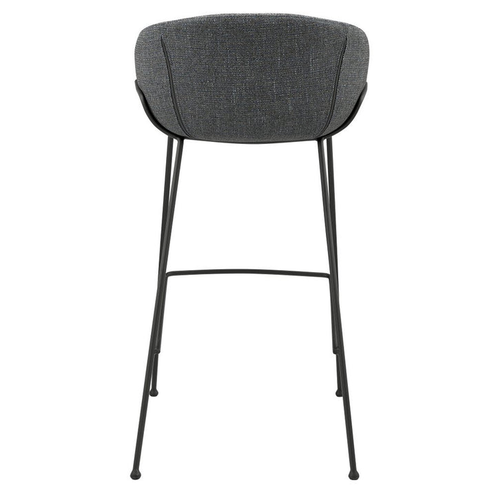 Metro Contemporary Bar Chair Set - Gray Fabric & Black Steel Frame (Set of 2