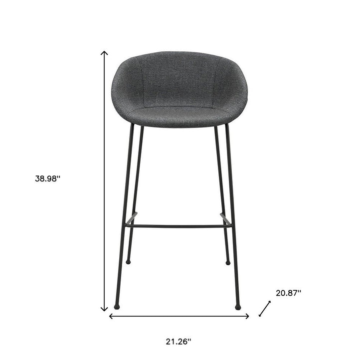 Metro Contemporary Bar Chair Set - Gray Fabric & Black Steel Frame (Set of 2