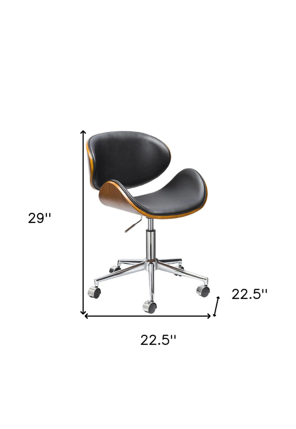 Office Chair with Wood Seat and PU Cushion