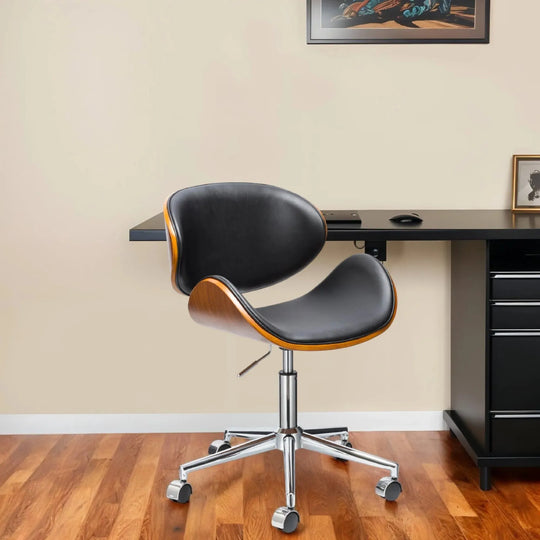 Office Chair with Wood Seat and PU Cushion