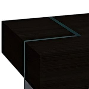 53" Black And Clear Wood And Glass Sled Coffee Table