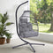 Folding Hanging Egg Chair Gray - Outdoor Wicker Swing with Steel Stand, Comfort Cushion & Space-Saving Design