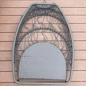 Folding Hanging Egg Chair Gray - Outdoor Wicker Swing with Steel Stand, Comfort Cushion & Space-Saving Design