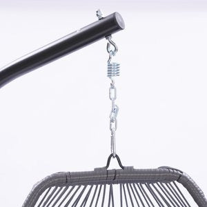 Folding Hanging Egg Chair Gray - Outdoor Wicker Swing with Steel Stand, Comfort Cushion & Space-Saving Design