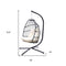 Outdoor Patio Wicker Folding Swing Hammock Egg Chair With Cushion And Pillow, Beige - 330lb Capacity Single Hanging Chair with Steel Stand for Indoor/Outdoor Relaxation