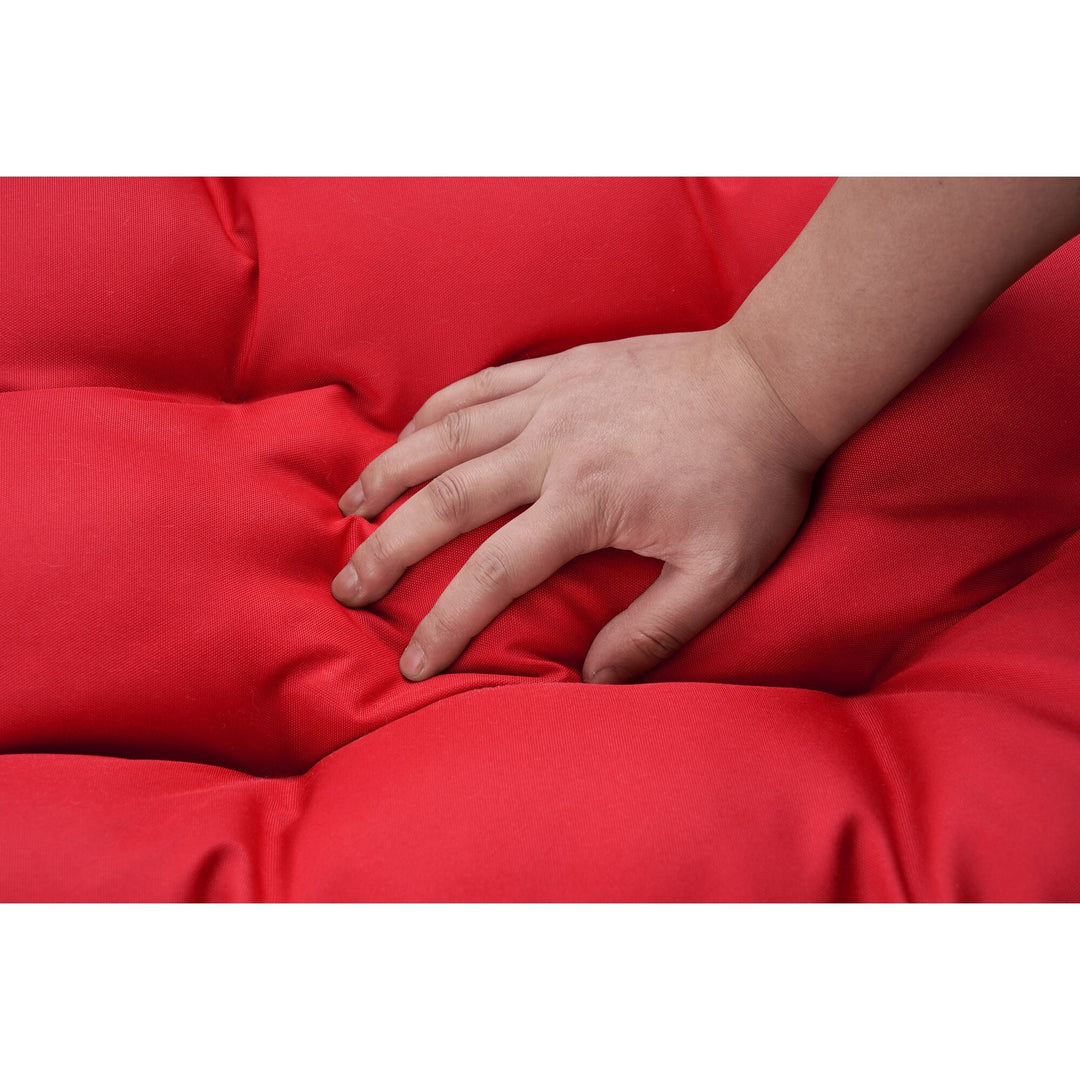 Outdoor Hanging Egg Chair Red - 2 Person Wicker Patio Swing with Stand, Comfort Cushions & All-Weather Durability