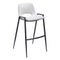 Set of Two 30" White and Black Faux Leather and Steel Low Back Bar Height Bar Chairs