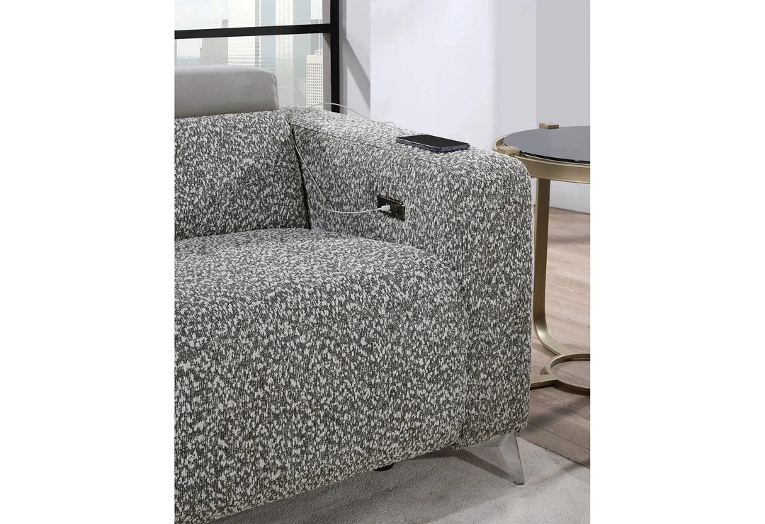 U8521 Taupe/Dark Grey 36 Power Recliner Sofa