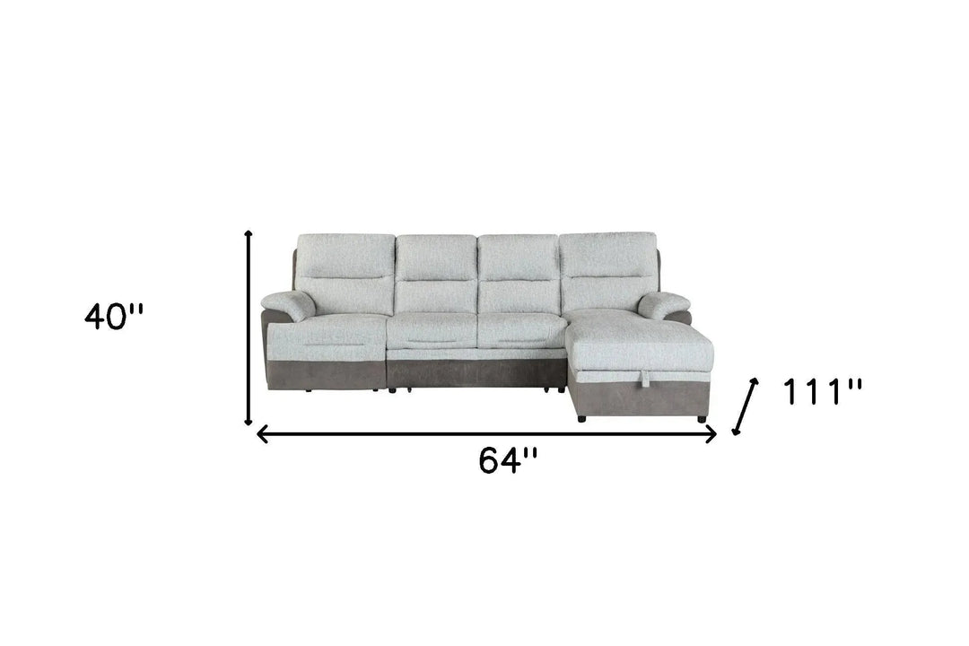 Multi-Functional Brown & Beige Sectional Sleeper with Power Recliner & Storage - 4-Seat Left-Facing Sofa