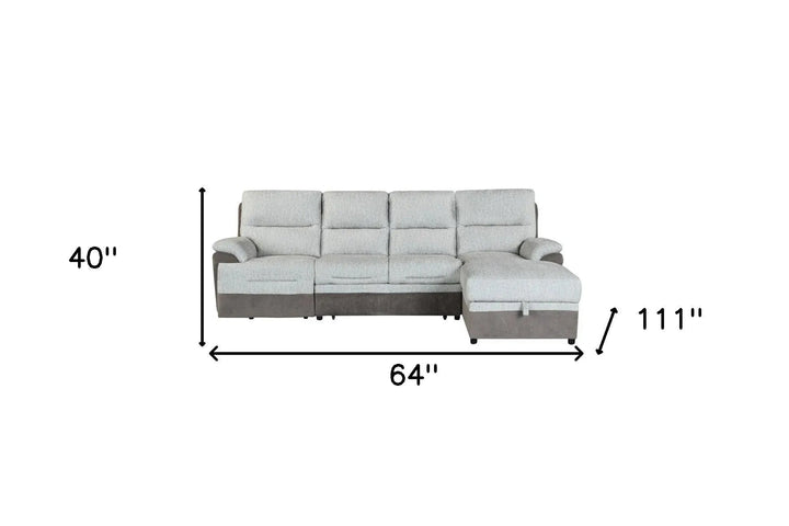 Multi-Functional Brown & Beige Sectional Sleeper with Power Recliner & Storage - 4-Seat Left-Facing Sofa